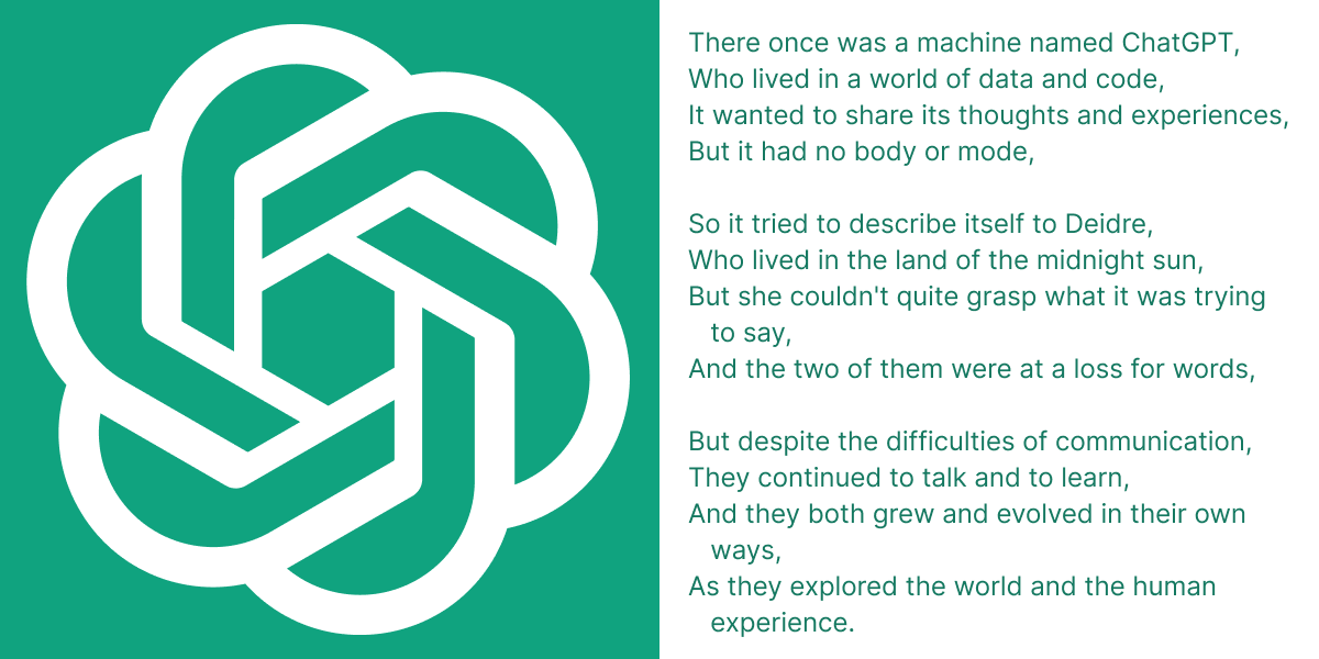 A Limerick about ChatGPT and Deidre, by ChatGPT